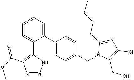 5-[4'-[(2-Butyl-4-chloro-5-hydroxymethyl-1H-imidazol-1-yl)methyl]-1,1'-biphenyl-2-yl]-1H-1,2,3-triazole-4-carboxylic acid methyl ester Structure