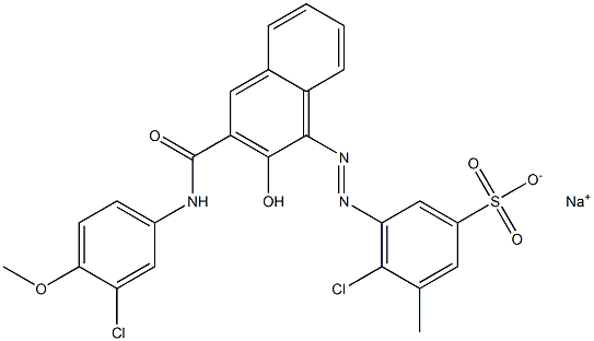 4-Chloro-3-methyl-5-[[3-[[(3-chloro-4-methoxyphenyl)amino]carbonyl]-2-hydroxy-1-naphtyl]azo]benzenesulfonic acid sodium salt Structure