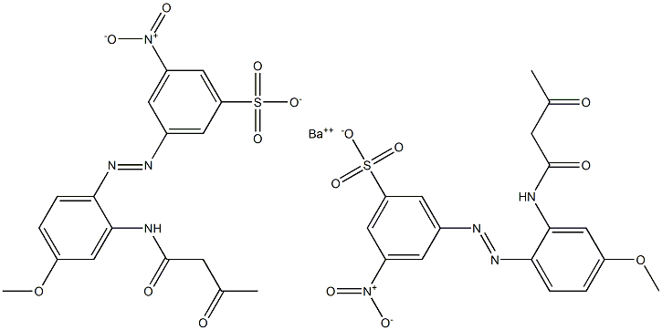Bis[3-[2-(1,3-dioxobutylamino)-4-methoxyphenylazo]-5-nitrobenzenesulfonic acid]barium salt Structure