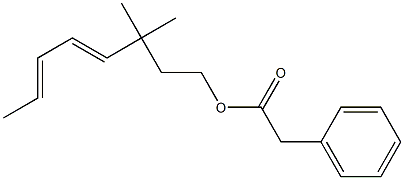 Phenylacetic acid 3,3-dimethyl-4,6-octadienyl ester Structure