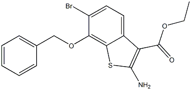 2-Amino-6-bromo-7-benzyloxy-1-benzothiophene-3-carboxylic acid ethyl ester 구조식 이미지