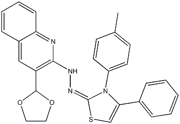 2-[2-[3-(1,3-Dioxolane-2-yl)quinoline-2-yl]hydrazono]-3-(4-methylphenyl)-2,3-dihydro-4-phenylthiazole Structure