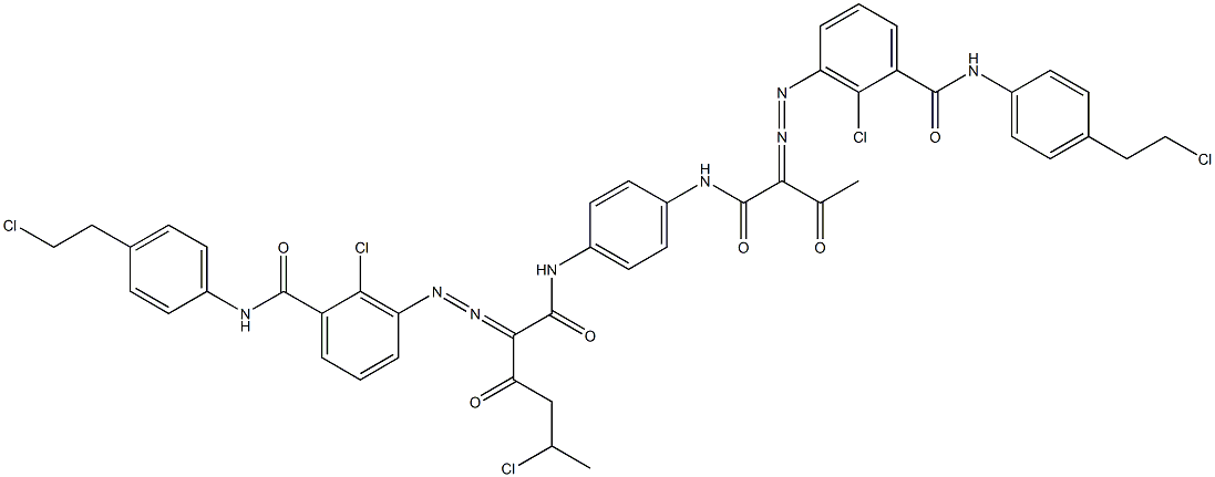 3,3'-[2-(1-Chloroethyl)-1,4-phenylenebis[iminocarbonyl(acetylmethylene)azo]]bis[N-[4-(2-chloroethyl)phenyl]-2-chlorobenzamide] Structure