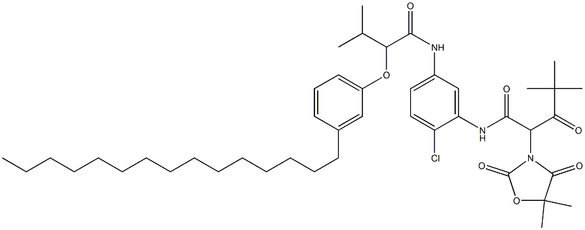 3-Oxo-2-(5,5-dimethyl-2,4-dioxooxazolidin-3-yl)-4,4-dimethyl-N-[2-chloro-5-[3-methyl-2-(3-pentadecylphenoxy)butanoylamino]phenyl]pentanamide Structure