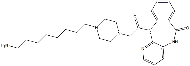 5,11-Dihydro-11-[[4-(8-aminooctyl)-1-piperazinyl]acetyl]-6H-pyrido[2,3-b][1,4]benzodiazepin-6-one 구조식 이미지