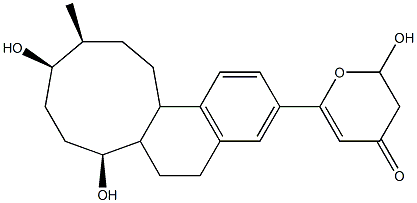 6-[[(7S,10R,11S)-6,6a,7,8,9,10,11,12,13,13a-Decahydro-7,10-dihydroxy-11-methyl-5H-cyclonona[a]naphthalen]-3-yl]-2,3-dihydro-2-hydroxy-4H-pyran-4-one Structure