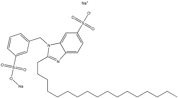 1-[3-(Sodiooxysulfonyl)benzyl]-2-heptadecyl-1H-benzimidazole-6-sulfonic acid sodium salt 구조식 이미지