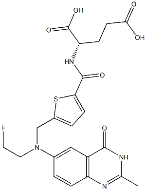 (S)-2-[5-[[N-[(3,4-Dihydro-2-methyl-4-oxoquinazolin)-6-yl]-N-(2-fluoroethyl)amino]methyl]-2-thienylcarbonylamino]glutaric acid 구조식 이미지