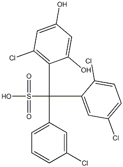 (3-Chlorophenyl)(2,5-dichlorophenyl)(6-chloro-2,4-dihydroxyphenyl)methanesulfonic acid 구조식 이미지
