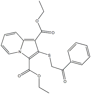 2-(2-Phenyl-2-oxoethylthio)indolizine-1,3-dicarboxylic acid diethyl ester 구조식 이미지