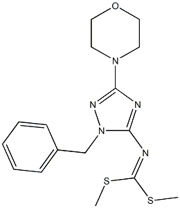 (1-Benzyl-3-morpholino-1H-1,2,4-triazol-5-yl)imidodithiocarbonic acid dimethyl ester 구조식 이미지