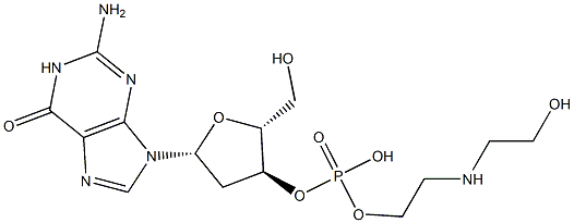 2'-Deoxyguanosine 3'-phosphoric acid 2-(2-hydroxyethyl)aminoethyl ester 구조식 이미지