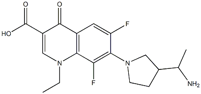 (-)-7-[3-(1-Aminoethyl)-1-pyrrolidinyl]-6,8-difluoro-1-ethyl-4-oxo-1,4-dihydroquinoline-3-carboxylic acid 구조식 이미지