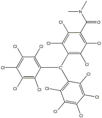 Bis(pentachlorophenyl)(4-(dimethylcarbamoyl)-2,3,5,6-tetrachlorophenyl)methanide Structure