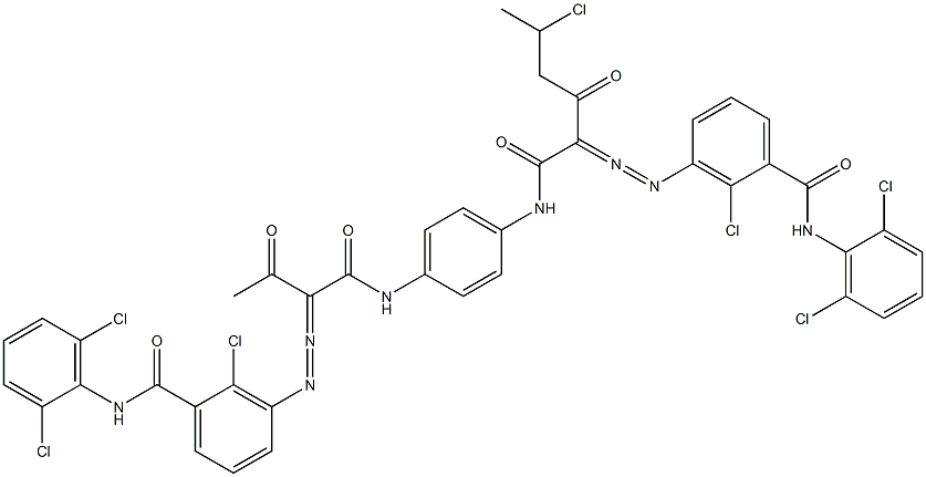 3,3'-[2-(1-Chloroethyl)-1,4-phenylenebis[iminocarbonyl(acetylmethylene)azo]]bis[N-(2,6-dichlorophenyl)-2-chlorobenzamide] Structure