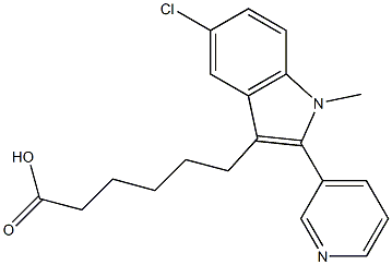 5-Chloro-1-methyl-2-(3-pyridyl)-1H-indole-3-hexanoic acid 구조식 이미지