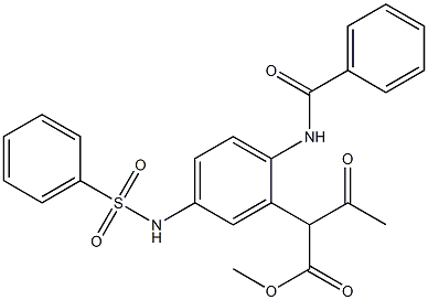 2-(2-Benzoylamino-5-phenylsulfonylaminophenyl)acetoacetic acid methyl ester Structure