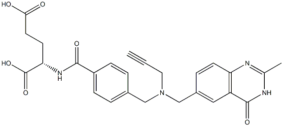 (S)-2-[4-[N-[(2-Methyl-3,4-dihydro-4-oxoquinazolin)-6-ylmethyl]-N-(2-propynyl)aminomethyl]benzoylamino]glutaric acid 구조식 이미지