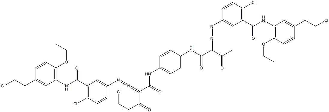 3,3'-[2-(Chloromethyl)-1,4-phenylenebis[iminocarbonyl(acetylmethylene)azo]]bis[N-[3-(2-chloroethyl)-6-ethoxyphenyl]-6-chlorobenzamide] 구조식 이미지