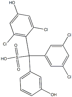 (3,5-Dichlorophenyl)(2,6-dichloro-4-hydroxyphenyl)(3-hydroxyphenyl)methanesulfonic acid 구조식 이미지