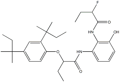 6-(2-Fluorobutyrylamino)-5-[2-(2,4-di-tert-amylphenoxy)butyrylamino]phenol 구조식 이미지