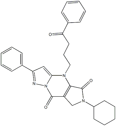6-Cyclohexyl-6,7-dihydro-4-(4-oxo-4-phenylbutyl)-2-phenyl-4H-1,4,6,8a-tetraaza-s-indacene-5,8-dione Structure