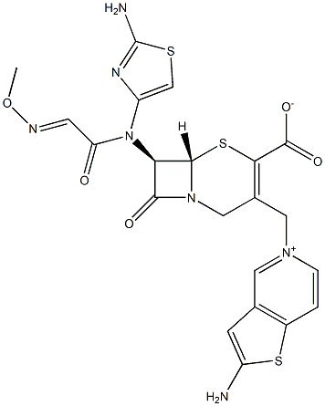 (7R)-7-[(2-Amino-4-thiazolyl)(methoxyimino)acetylamino]-3-[[(2-aminothieno[3,2-c]pyridin-5-ium)-5-yl]methyl]cepham-3-ene-4-carboxylic acid 구조식 이미지