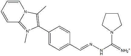 1,3-Dimethyl-2-[4-[2-[iminio(1-pyrrolidinyl)methyl]hydrazonomethyl]phenyl]imidazo[1,2-a]pyridin-1-ium Structure