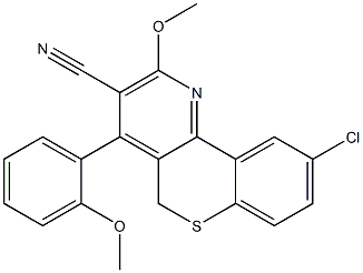 9-Chloro-2-methoxy-4-[2-methoxyphenyl]-5H-[1]benzothiopyrano[4,3-b]pyridine-3-carbonitrile 구조식 이미지