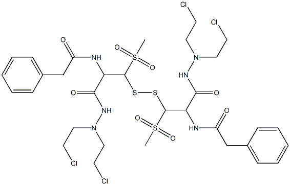 3,3'-Dithiobis[N',N'-bis(2-chloroethyl)-2-(2-phenylacetyl)amino-3-methylsulfonylpropionic acid hydrazide] 구조식 이미지