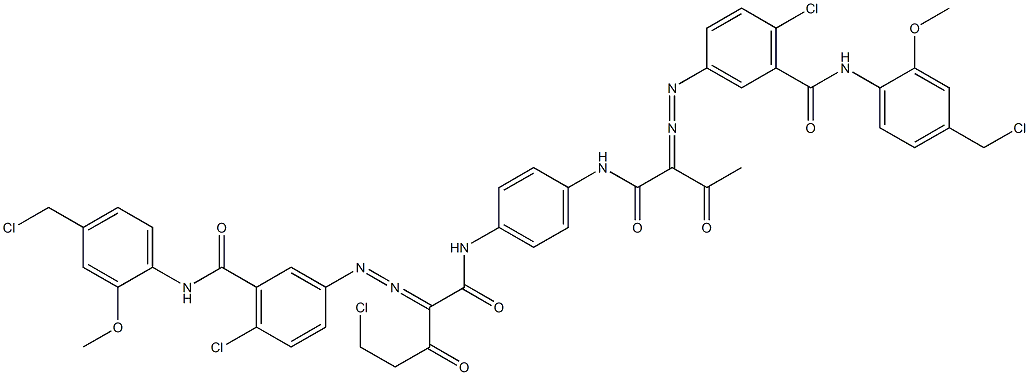 3,3'-[2-(Chloromethyl)-1,4-phenylenebis[iminocarbonyl(acetylmethylene)azo]]bis[N-[4-(chloromethyl)-2-methoxyphenyl]-6-chlorobenzamide] 구조식 이미지