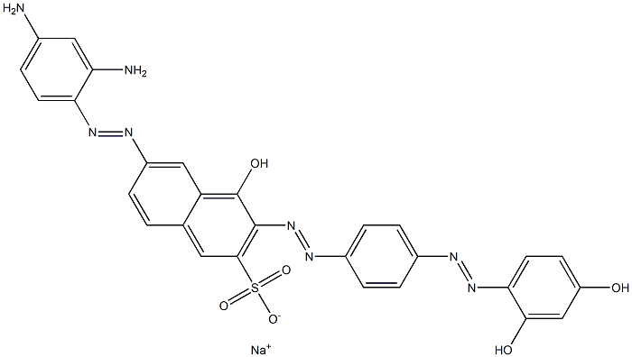 6-[(2,4-Diaminophenyl)azo]-4-hydroxy-3-[[4-[(2,4-dihydroxyphenyl)azo]phenyl]azo]naphthalene-2-sulfonic acid sodium salt Structure