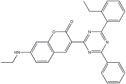 3-[6-Phenyl-4-(2-ethylphenyl)-1,3,5-triazin-2-yl]-7-(ethylamino)coumarin 구조식 이미지