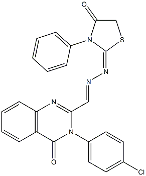 3-(4-Chlorophenyl)-2-[2-[(2,3,4,5-tetrahydro-3-phenyl-4-oxothiazole)-2-ylidene]hydrazonomethyl]quinazoline-4(3H)-one Structure