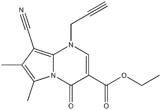 1-(2-Propynyl)-4-oxo-6-methyl-7-methyl-8-cyano-1,4-dihydropyrrolo[1,2-a]pyrimidine-3-carboxylic acid ethyl ester 구조식 이미지