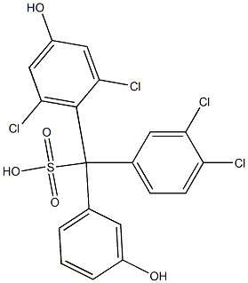 (3,4-Dichlorophenyl)(2,6-dichloro-4-hydroxyphenyl)(3-hydroxyphenyl)methanesulfonic acid 구조식 이미지