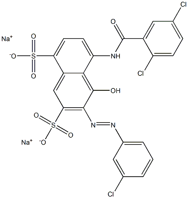 3-[(3-Chlorophenyl)azo]-5-[(2,5-dichlorobenzoyl)amino]-4-hydroxynaphthalene-2,8-disulfonic acid disodium salt 구조식 이미지