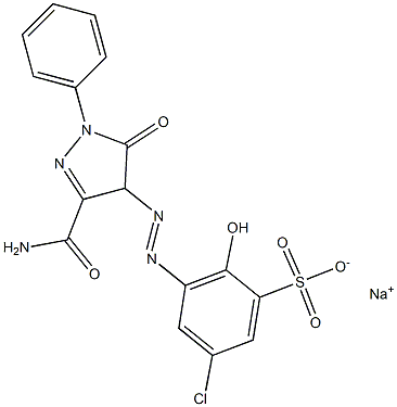 5-Chloro-3-[[3-(aminocarbonyl)-4,5-dihydro-5-oxo-1-phenyl-1H-pyrazol-4-yl]azo]-2-hydroxybenzenesulfonic acid sodium salt 구조식 이미지