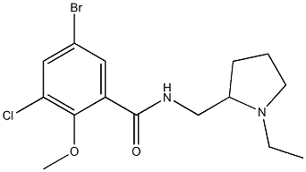 N-[(1-Ethyl-2-pyrrolidinyl)methyl]-2-methoxy-5-bromo-3-chlorobenzamide 구조식 이미지