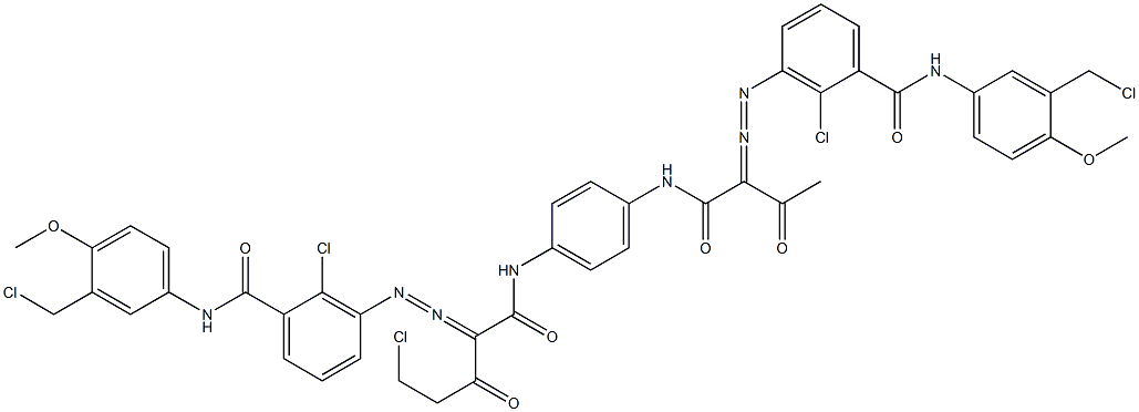 3,3'-[2-(Chloromethyl)-1,4-phenylenebis[iminocarbonyl(acetylmethylene)azo]]bis[N-[3-(chloromethyl)-4-methoxyphenyl]-2-chlorobenzamide] 구조식 이미지