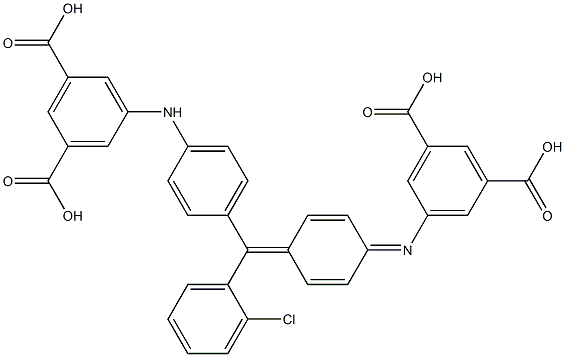 5-[[4-[(2-Chlorophenyl)[4-[(3,5-dicarboxyphenyl)amino]phenyl]methylene]-2,5-cyclohexadien-1-ylidene]amino]isophthalic acid 구조식 이미지