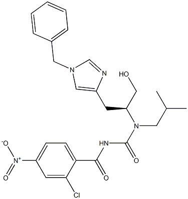 N-[(S)-2-(1-Benzyl-1H-imidazol-4-yl)1-hydroxymethylethyl]-N-isobutyl-N'-(2-chloro-4-nitrobenzoyl)urea 구조식 이미지