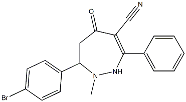 2-Methyl-3-(4-bromophenyl)-6-cyano-7-phenyl-1,2,3,4-tetrahydro-5H-1,2-diazepin-5-one Structure