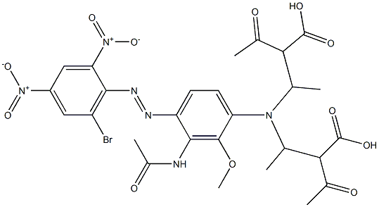 Bis(acetoacetic acid)[3-acetylamino-4-[(6-bromo-2,4-dinitrophenyl)azo]-2-methoxyphenylimino]bis(ethane-1,1-diyl) ester Structure