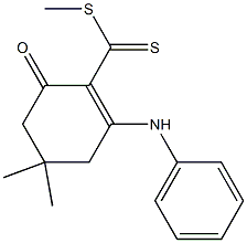 4,4-Dimethyl-6-oxo-2-(anilino)-1-cyclohexene-1-carbodithioic acid methyl ester 구조식 이미지