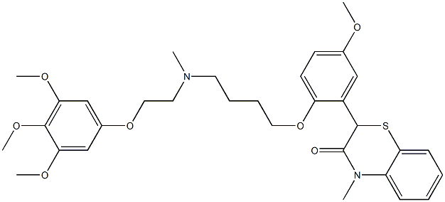 2-[2-[4-[N-[2-(3,4,5-Trimethoxyphenoxy)ethyl]methylamino]butoxy]-5-methoxyphenyl]-4-methyl-4H-1,4-benzothiazin-3(2H)-one 구조식 이미지