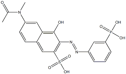 1-Hydroxy-7-[acetyl(methyl)amino]-2-[(3-phosphonophenyl)azo]naphthalene-3-sulfonic acid Structure