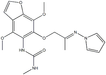 1-[4,7-Dimethoxy-6-(2-pyrrolizinopropoxy)benzofuran-5-yl]-3-methylurea 구조식 이미지