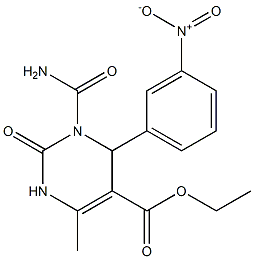 1,2,3,4-Tetrahydro-3-(carbamoyl)-6-methyl-2-oxo-4-(3-nitrophenyl)pyrimidine-5-carboxylic acid ethyl ester 구조식 이미지