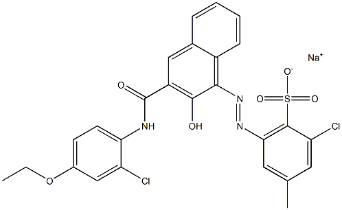 2-Chloro-4-methyl-6-[[3-[[(2-chloro-4-ethoxyphenyl)amino]carbonyl]-2-hydroxy-1-naphtyl]azo]benzenesulfonic acid sodium salt 구조식 이미지